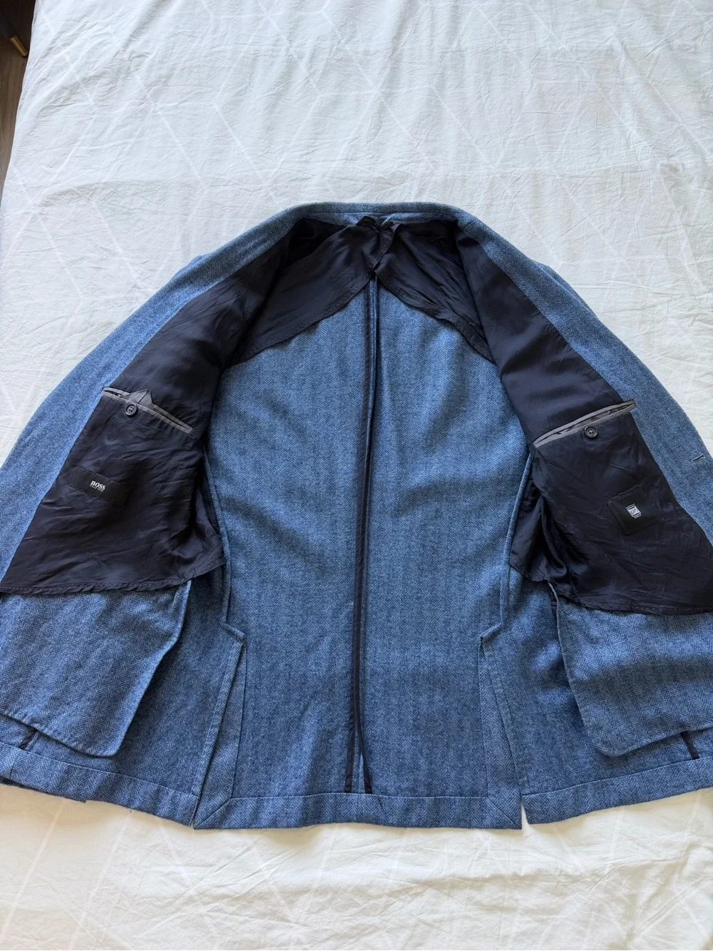 Hugo Boss Nobis Blue Herringbone Wool Blazer Sport Coat Men’s 42R